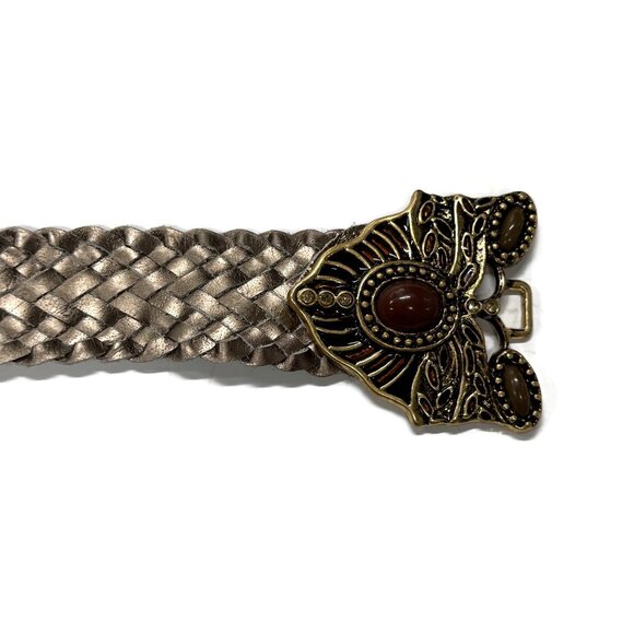 Chicos Bronze Braided Stone Stretch Belt New $79 Womens Small 1.5 x 30 NWT - Picture 3 of 9